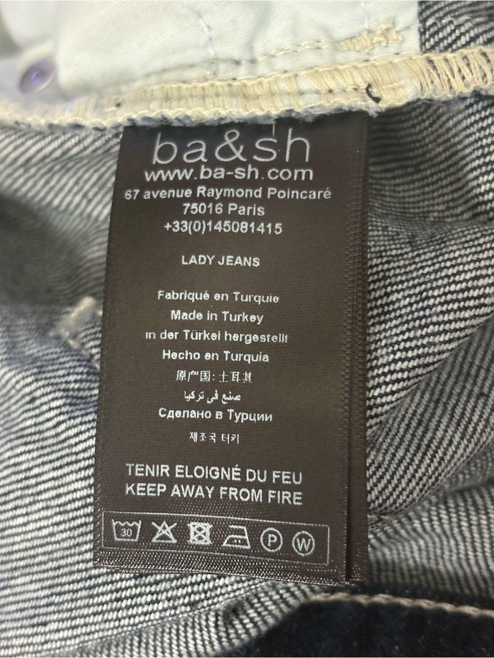 ba&sh Women’s Sz 8 ELTON Mom Jean Dark Indigo organic raw denim finish high rise - Picture 8 of 11